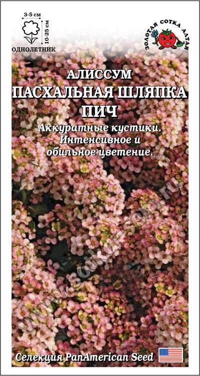 Алиссум Пасхальная шляпка Пич /Сотка/ 0,03г/ персик. 25см, d-5см