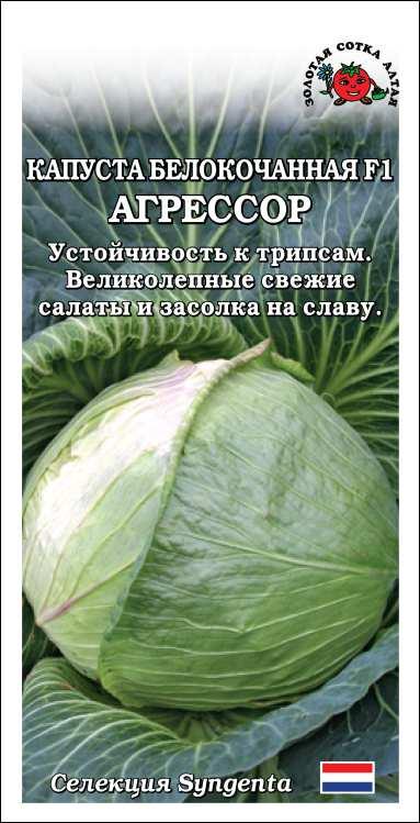 Капуста белокочанная Агрессор F1 /Сотка/ 10шт/ среднепозд. 2,5-3кг Syngenta/*1500