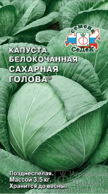 Капуста белокочанная Сахарная голова /Седек/ 0,5г/ позднесп. 3-3,5кг