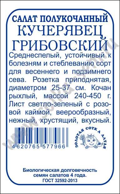 Салат Грибовский кучерявец б/п /Сотка/ 0,5 г/*1700