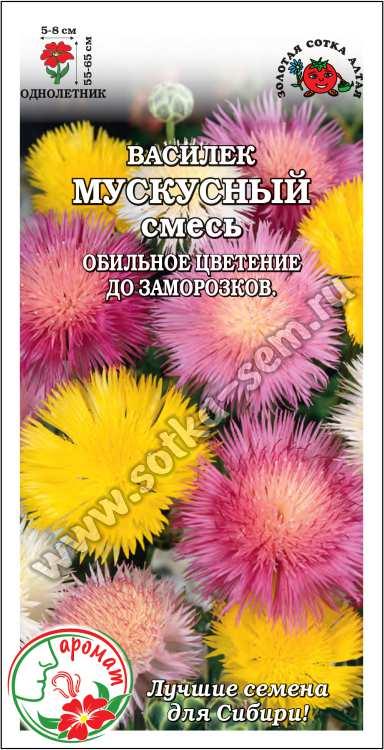 Василек Мускусный Смесь /Сотка/ 0,2г/ h-55-65см d-5-8см /*1200