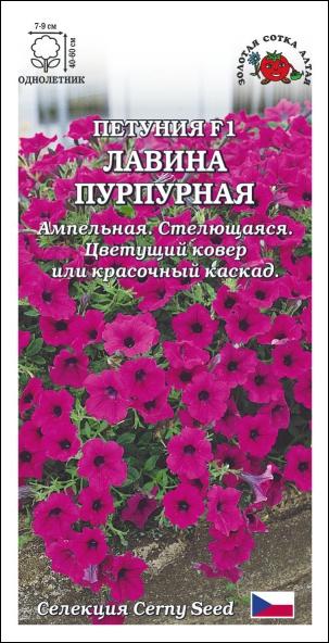 Петуния Лавина Пурпурная F1 /Сотка/ 10шт/ ампел. h-60см d-9см/*500