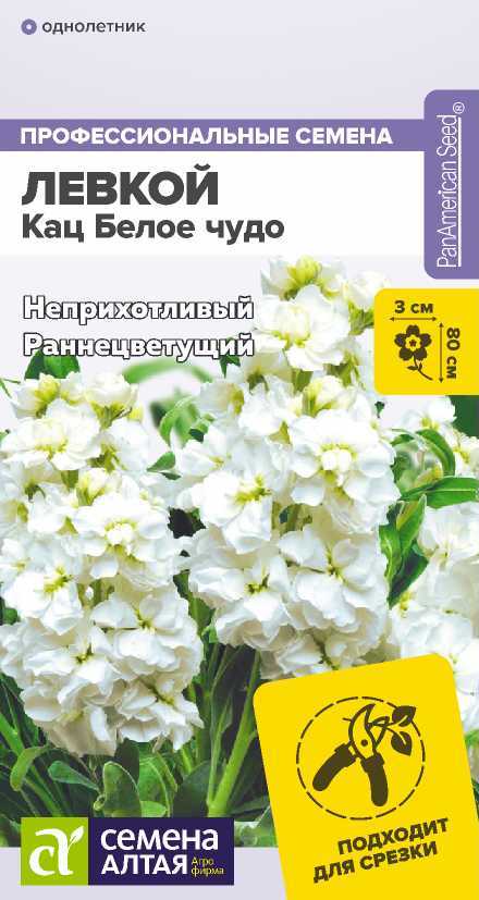 Цветы Левкой Кац Белое чудо махровый/Сем Алт/цп 8 шт. НОВИНКА (2027 / 2880)