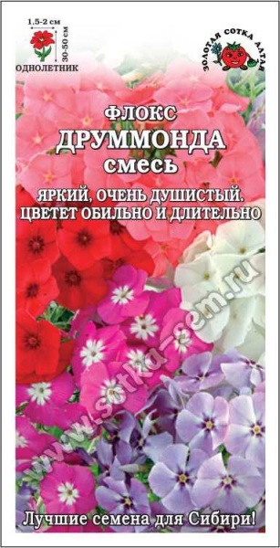 Флокс Друммонда смесь /Сотка/ 0,2г/ h-50см, d-2см/*1500