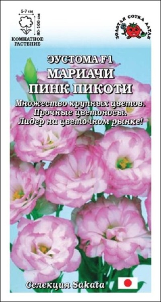Ком: Эустома Мариачи Пинк Пикоти /Сотка/ 5шт/ бело-роз. h -100см d-7см Sakata/*350