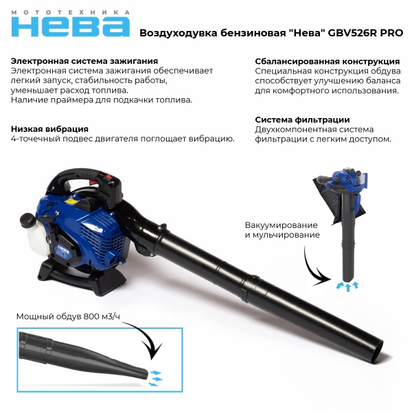 Воздуходувка бензиновая "НЕВА" GBV526R PRO