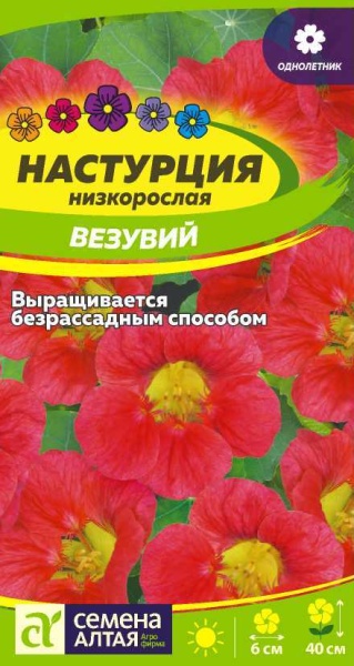 Цветы Настурция Везувий низкорослая/Сем Алт/цп 0,5 гр. (2027 / 32454)