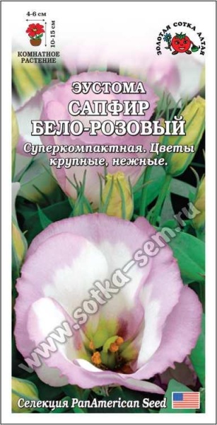 Ком: Эустома Сапфир Бело-розовый /Сотка/ 5шт/ h-15см d-6см PanAm/*500