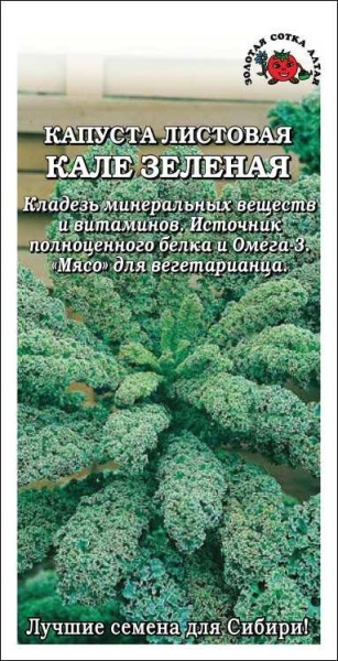 Капуста Кале зелёная листовая /Сотка/ 0,3г/ выс. 60-80см