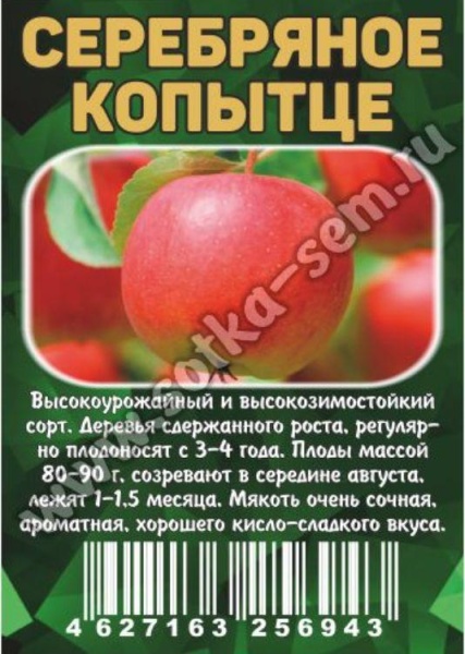 Яблоня Серебряное копытце полукультурка (саженец с этикеткой) 1шт (Сиб сад)