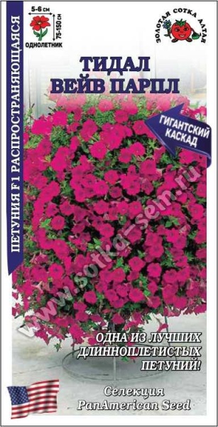 Петуния Тидал вейв Парпл F1 /Сотка/ 5шт/ длинноплет. d-5-6см/*500